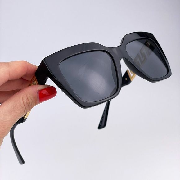 Versace VE4418 GB1/87 Sunglasses Black Gray Square Women